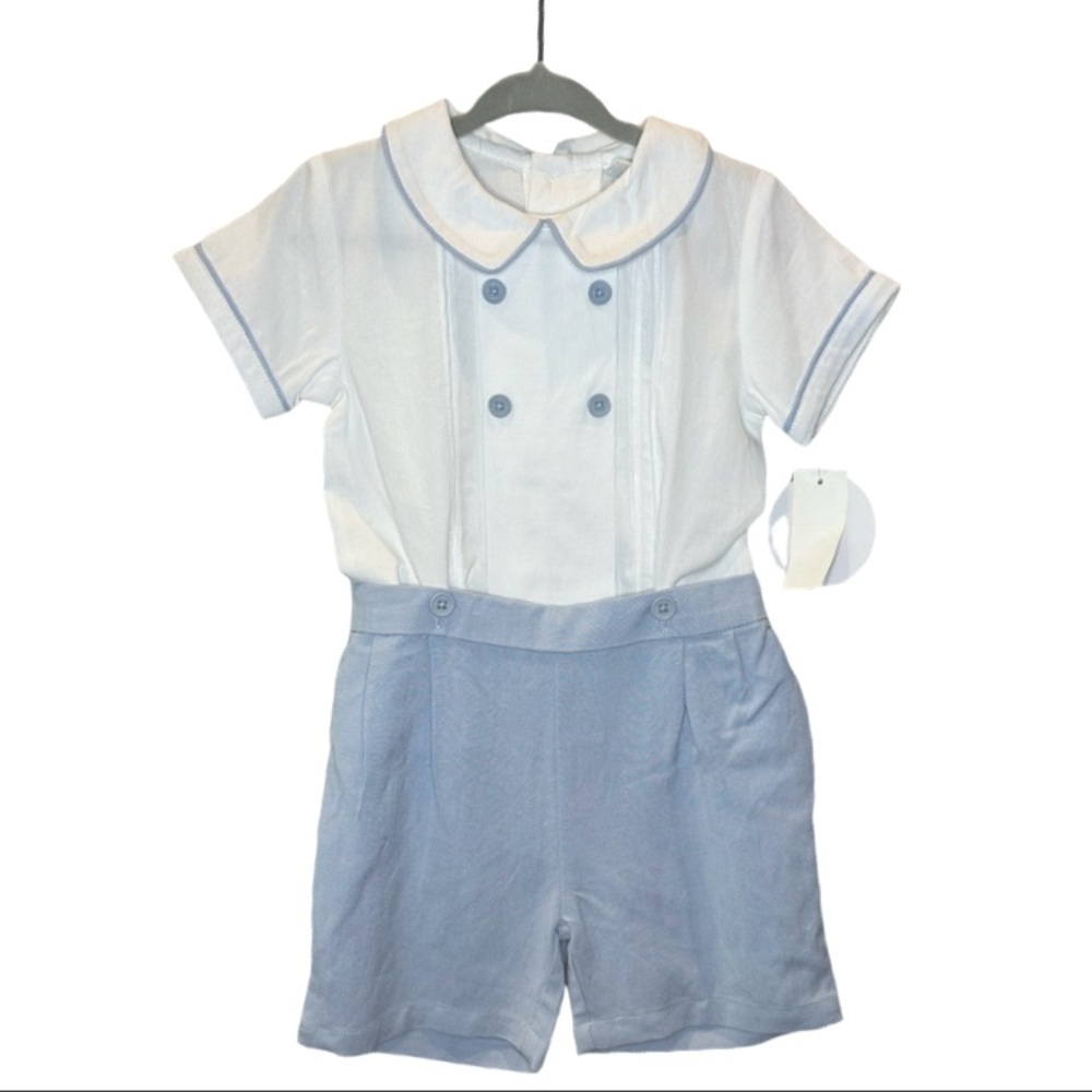 18 month boys blue and white Edgehill Collection outfit NWT